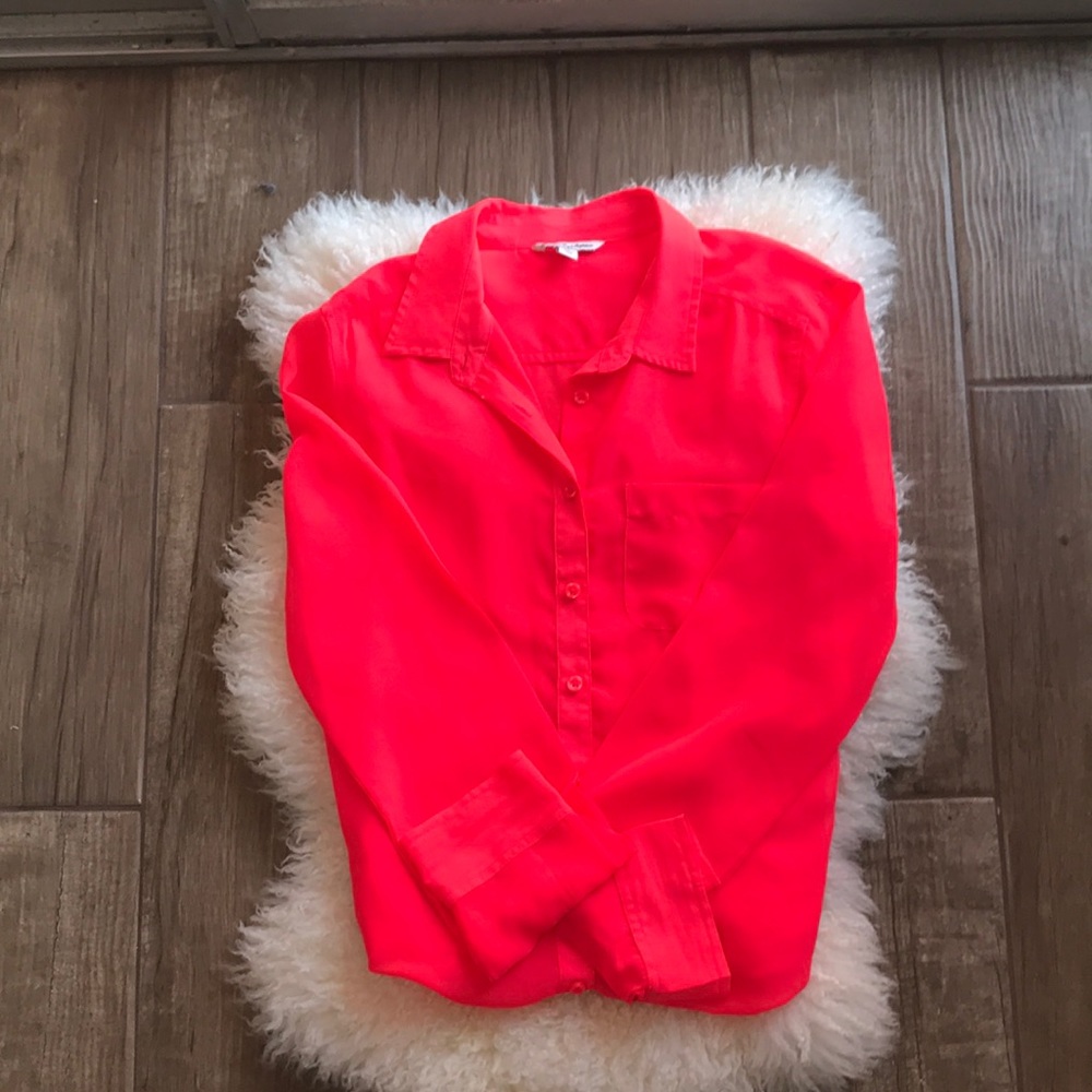 American Eagle Neon Pink Sheer Blouse size S